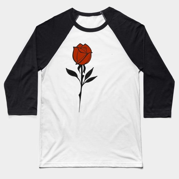 Red Rose Baseball T-Shirt by Lazrartist